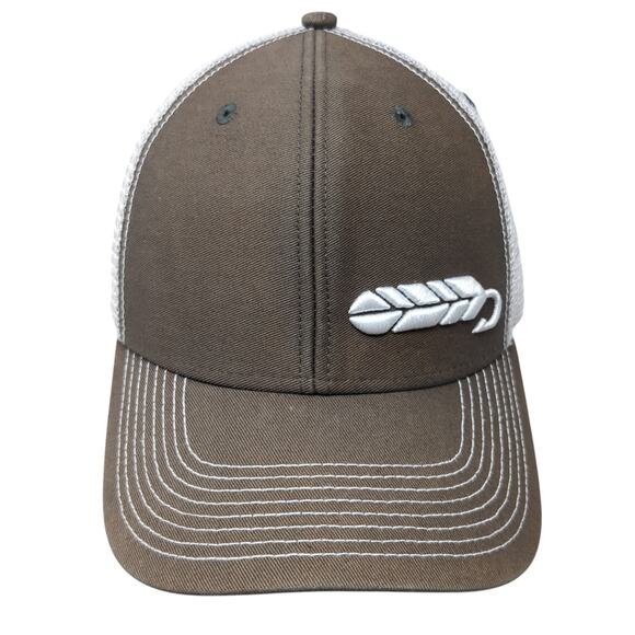Fishing With Feathers Snapback Trucker Hat Gray One Size Adjustable Embroidered - Picture 1 of 9